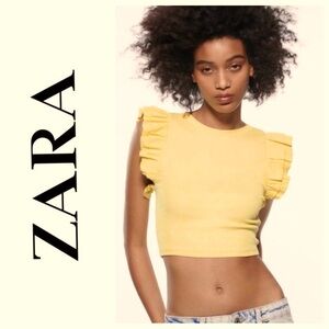 ZARA ruffle sleeved tank in buttercup yellow!✨